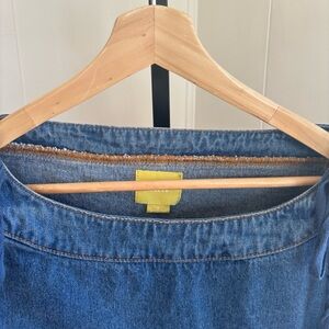 Anthropologie Maeve Denim Mini Shift Dress Country Lace Up Shoulders Women’s S